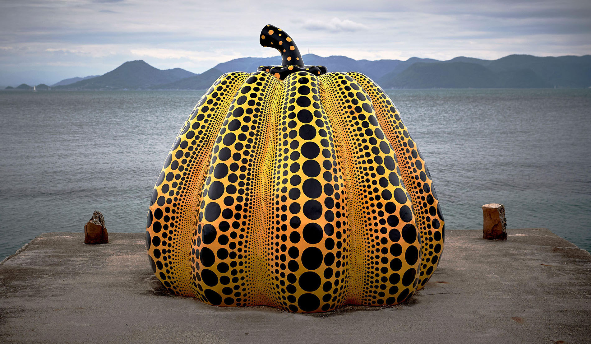 Yayoi Kusama's Outdoor Pumpkin, Naoshima Island, Japan