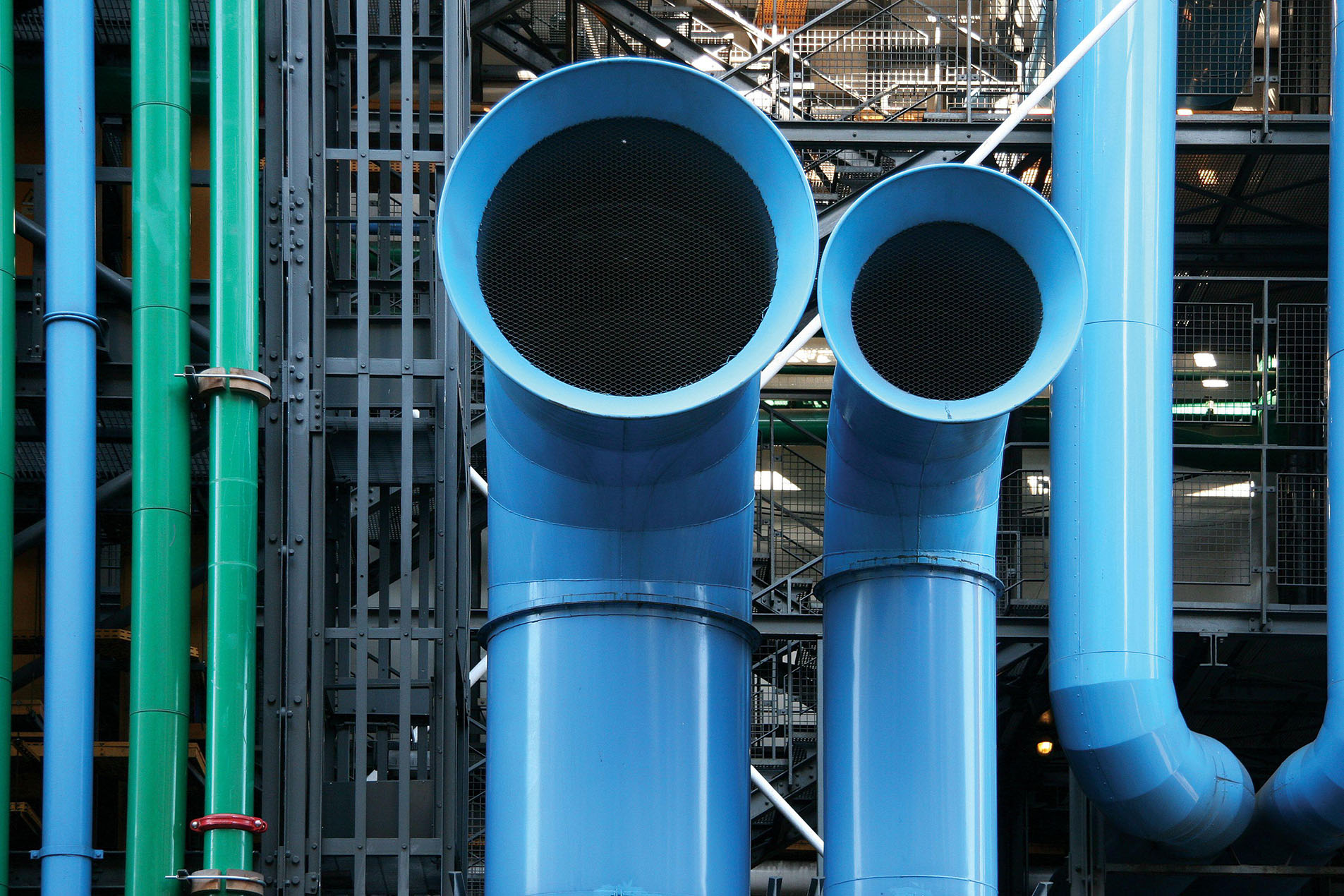 France. Paris. Pompidou Centre. Museum of modern art. Detail facade.