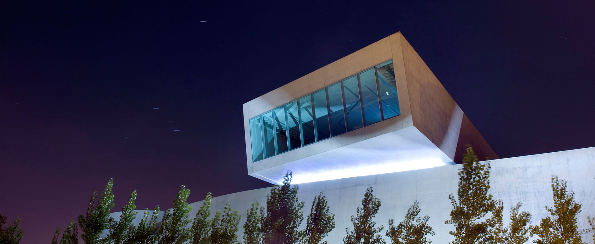 Maxxi exterior at night