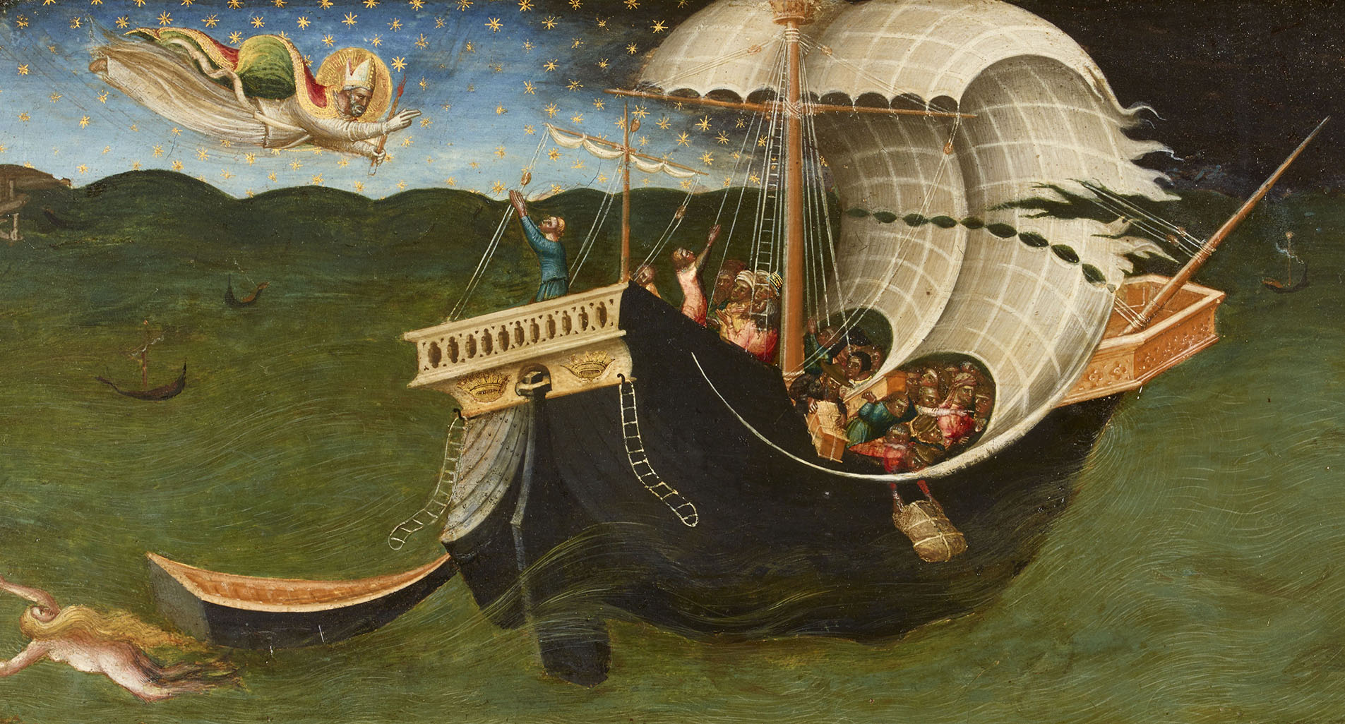 St Nicholas of Bari banishing the Storm, 1433-1435. Artist: Bicci di Lorenzo.