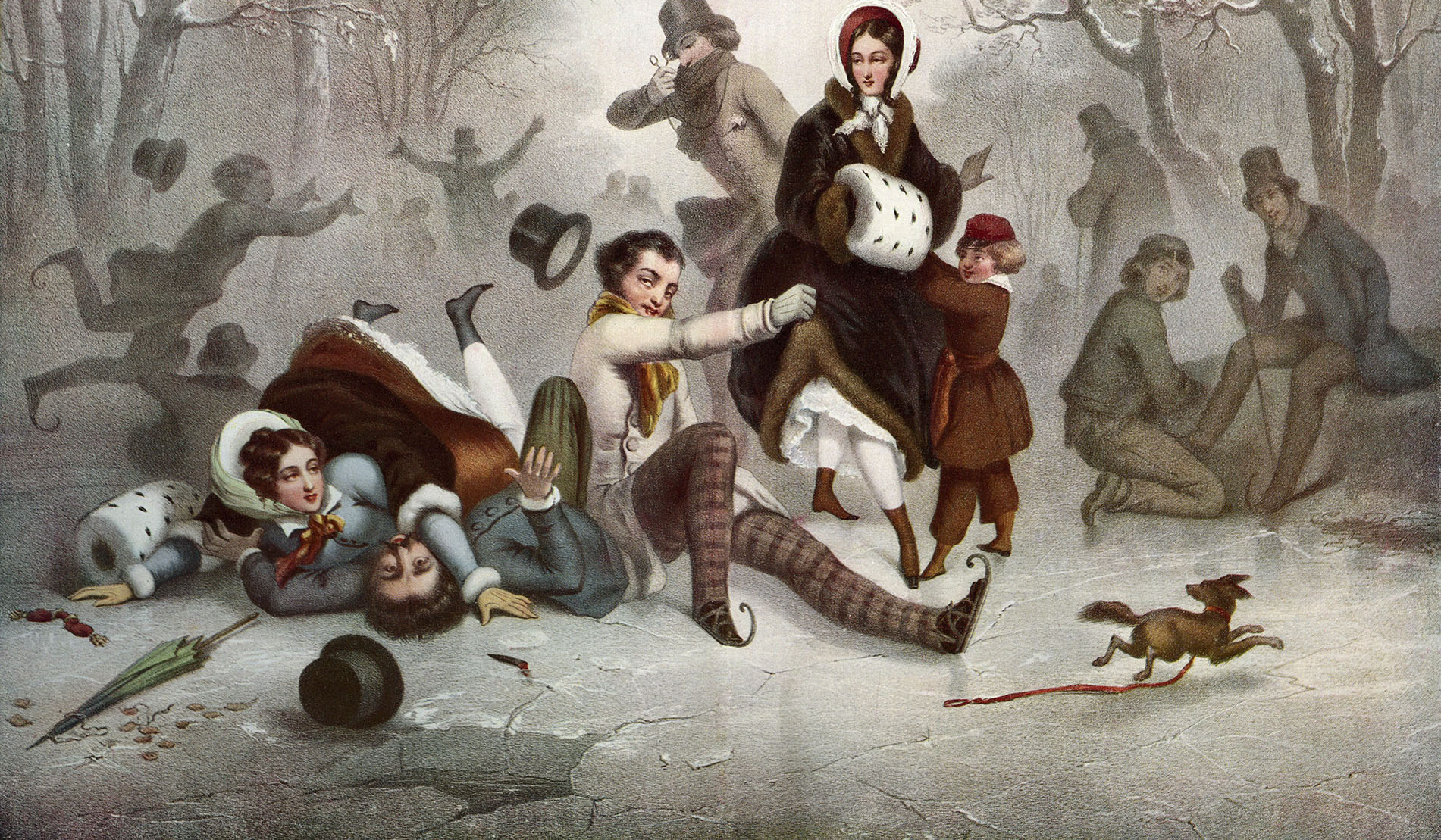 Outdoor ice skating in the 19th century.