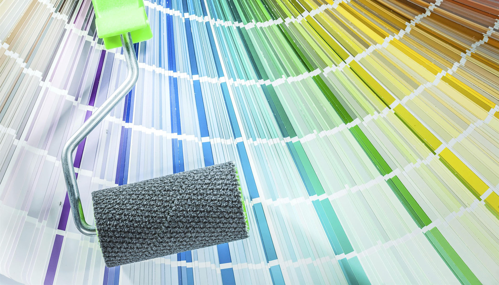 Set of paint roller color sampler on white background