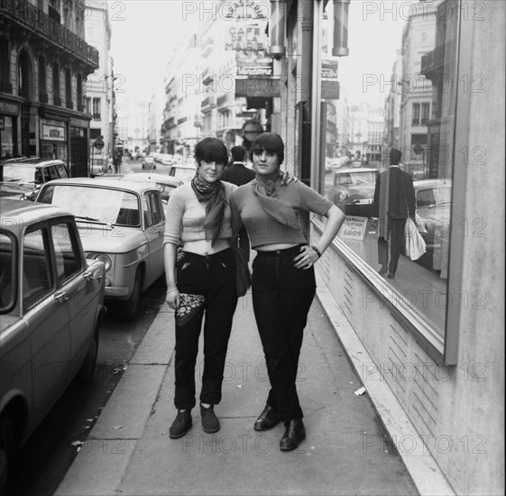 Young women in the streets of Paris, 1966