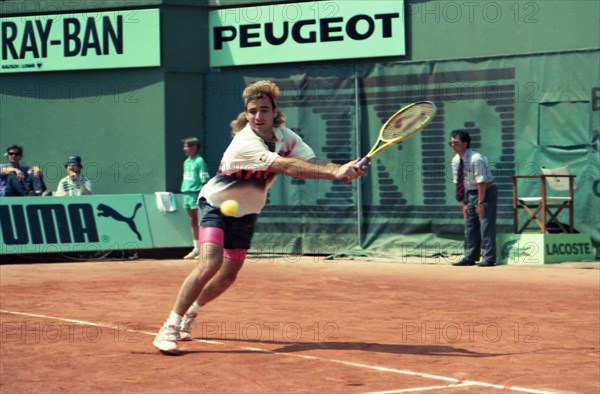 Andre Agassi during the 1990 French Open