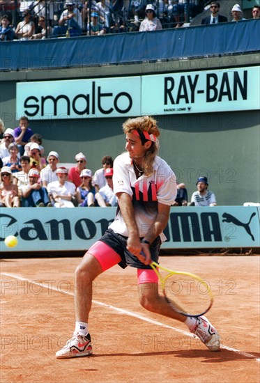 Andre Agassi during the 1990 French Open