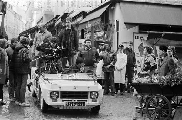 Tournage de film à Paris, 1985