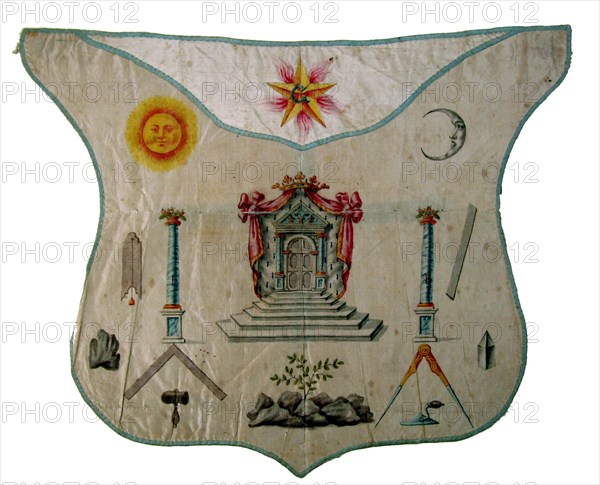 Tablier de Maître du Rite Français, décor au tapis de loge