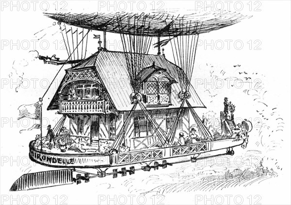 Aéro-chalet pour bains de mer, illustration de Robida