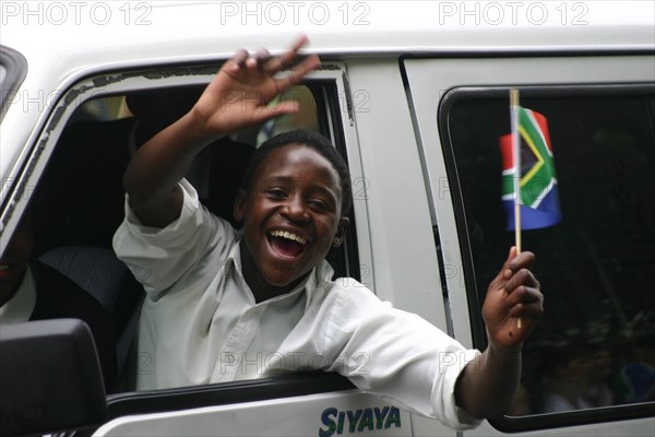 A Bafana Bafana fan shows his colours after South Africa beat Paraguay in an international friendly.