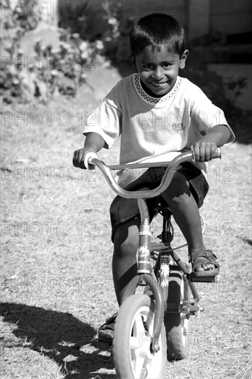 Boy riding a bike