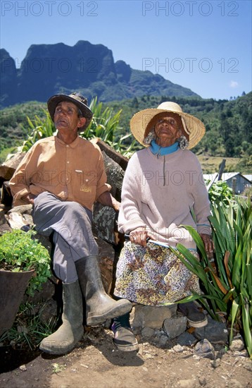 MADAME BEQUE AND SON AT HOMESTEAD IN LA NOUVELLE, REUNION