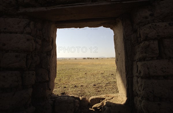 Crumbling mud building