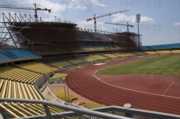 Construction of the new grandstands at The Royal Bafokeng Sports Palace in Phokeng near Rustenburg.  The stadium will be used for 2010 FIFA World Cup Soccer.
