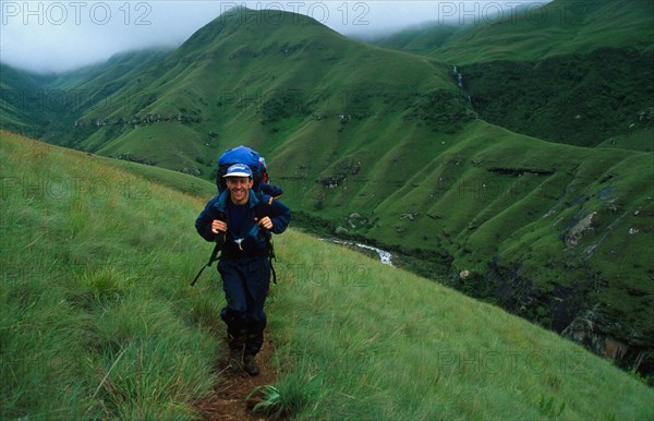 hiking through a valley