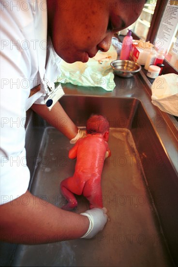 Bathing a newborn