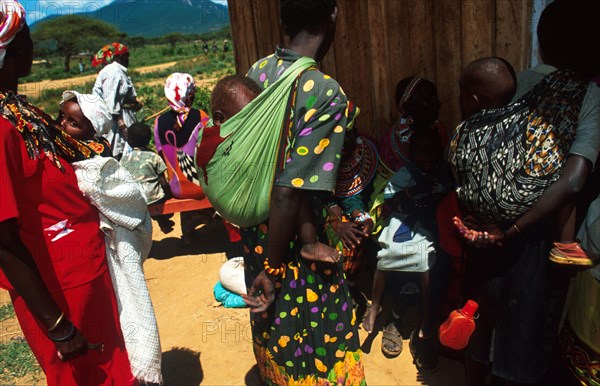 Women waits in line to see doctors from Edfri International