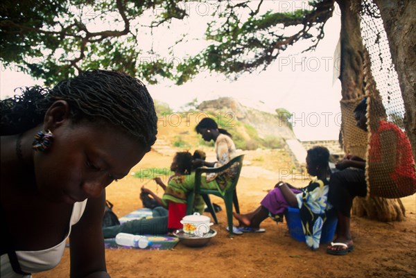 Hairdressers on the Island of Goree, Senegal