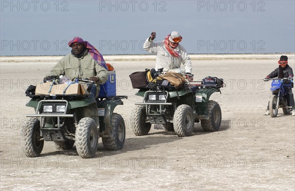 Quad bikes on the Makadikadi Pans