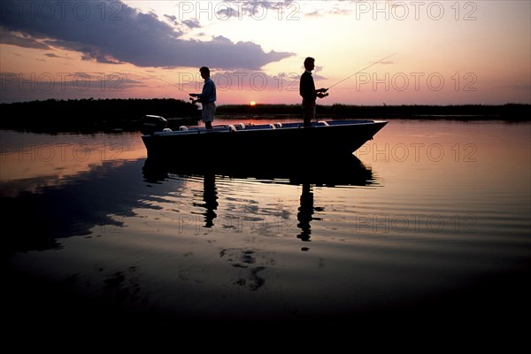 Fishing at sunrise