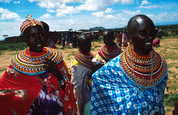 Samburu women wait in the hot sun for their turn at the clinic run by EdFri International