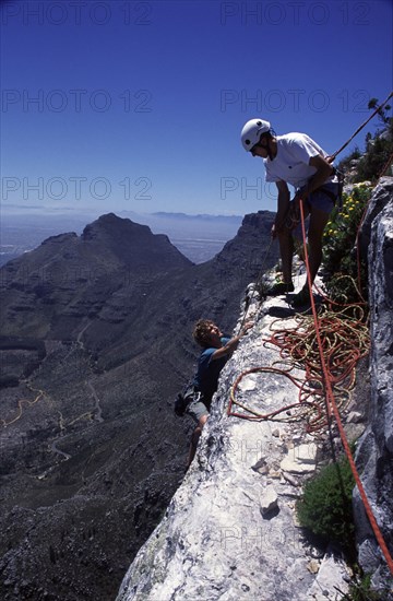 Climbing on Africa Ledge, Table Mountain