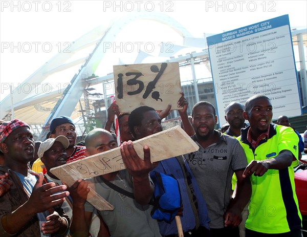 Grève des ouvriers sur le chantier du stade de Durban, Afrique du Sud