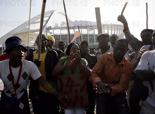 Grève des ouvriers sur le chantier du stade de Durban, Afrique du Sud