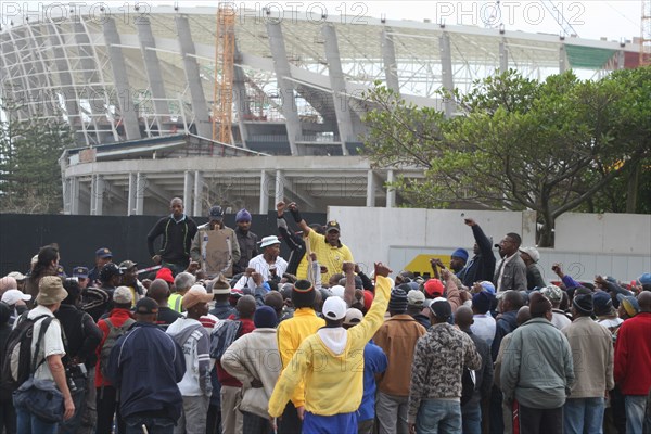 Grève des ouvriers sur le chantier du stade de Durban, Afrique du Sud