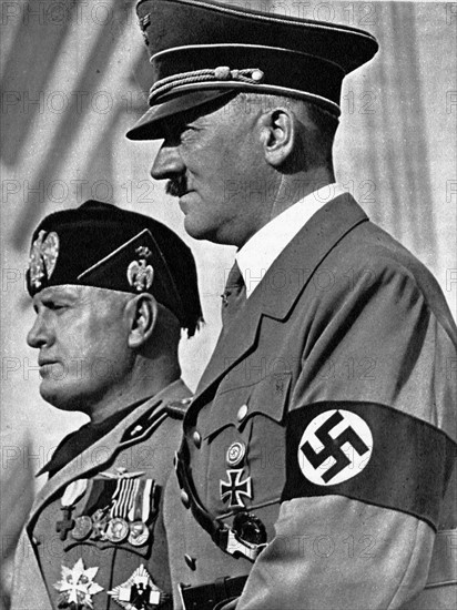 Adolph Hitler (1889-1945) et Benito Mussolini (1883-1945)