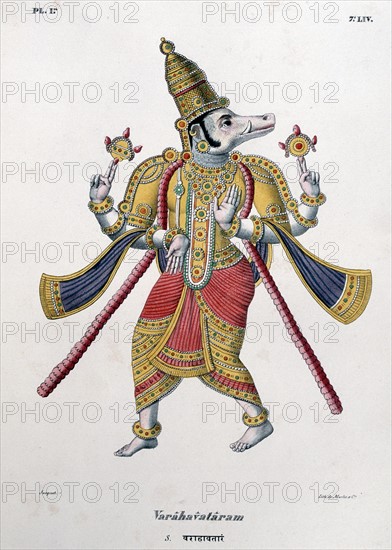 Vishnu, one of the gods of the Hindu trinity (trimurti) in his third avatar