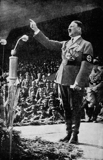 Adolph Hitler addressing a rally