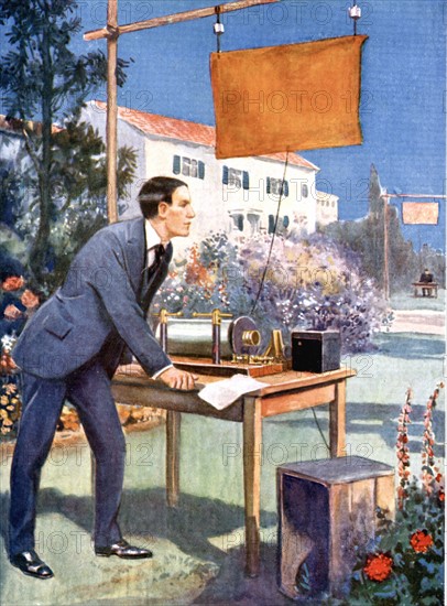 Guglielmo Marconi dans le jardin de son père à Bologne