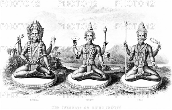 La Trinité Hindou : Brahma, Vishnu et Shiva