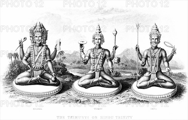 The Hindu Trinity: Brahma, Vishnu and Shiva