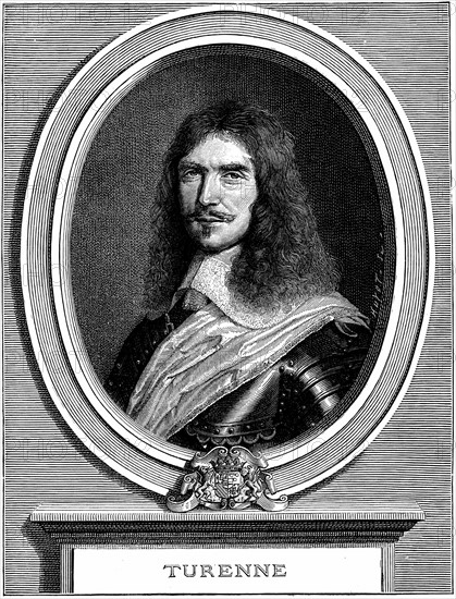 Engraving showing Henri de la Tour d'Auvergne, Vicomte de Turenne