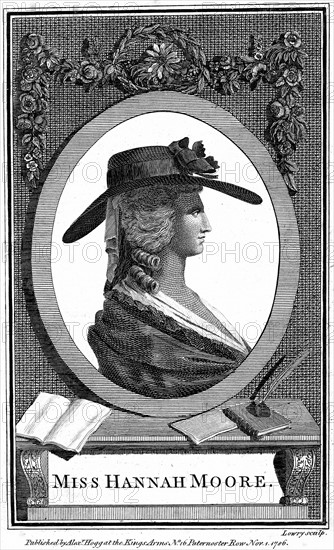 Gravure représentant Hannah More (1745-1833) Auteure, poétesse et dramaturge anglaise