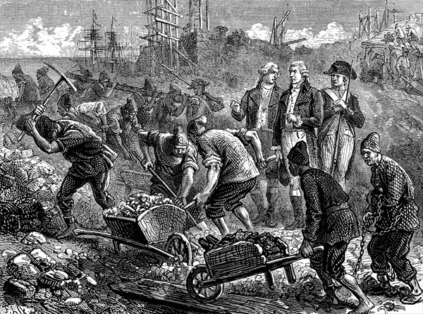 Wood engraving showing John Howard