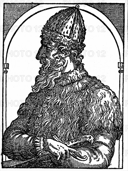 Gravure représentant Ivan IV  (Ivan le Terrible) 1530-1584, Tsar de Russie à partir de 1533.