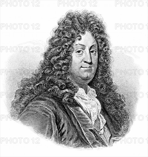 Engraving showing Jean Racine (1693-99). French poet and dramatist.