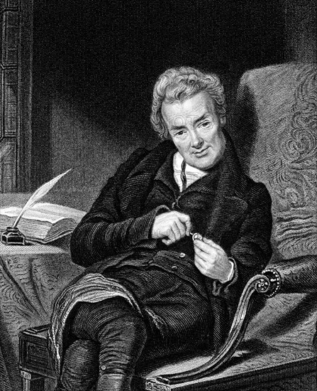Engraving showing William Wilberforce, English philanthropist