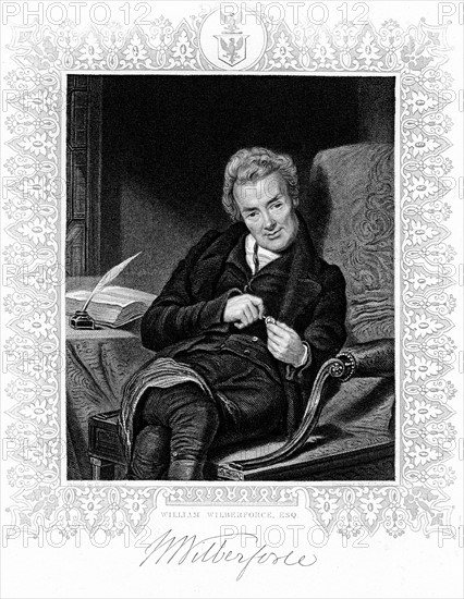 Engraving showing William Wilberforce, English philanthropist