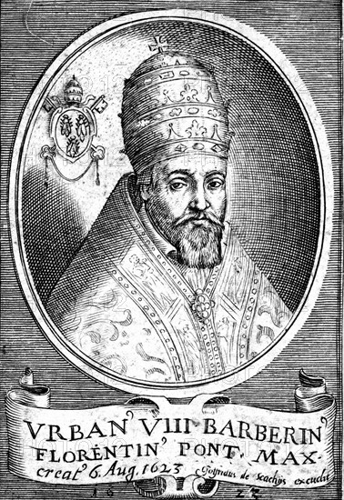 Engraving showing Urban VIII (Maffeo Barberini, 1568-1644) Pope from 1623