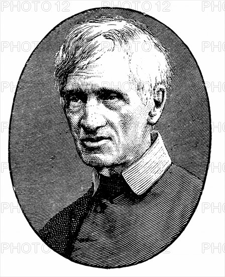 Engraving showing John Henry Newman  (1801-90) in old age. British scholar and theologian