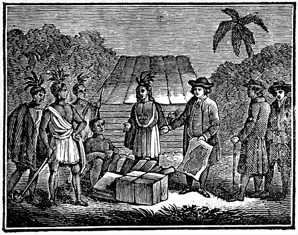 William Penn avec des indiens d'Amériques