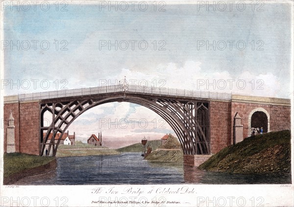 Le Iron Bridge (pont metallique) de Abraham Darby III enjambant la Severn a Ironbridge, Coalbrookdale, Angleterre