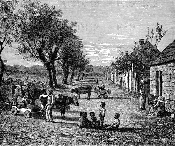Quartiers d'esclaves dans une plantation en Georgie, Etats-Unis