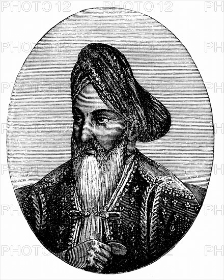 Engraving showing Dost Mohammad Khan