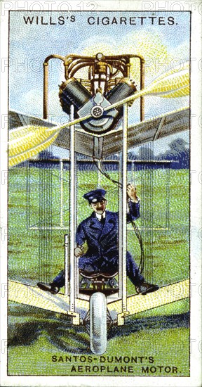 Alberto Santos-Dumont (1873-1932) Brazilian aeronaut in his aeroplane of 1906