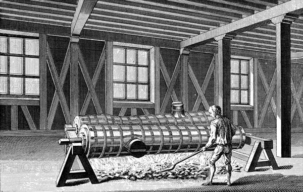 Casting cannon. Drying clay patterns which would be used to produce a mould into which molten metal
