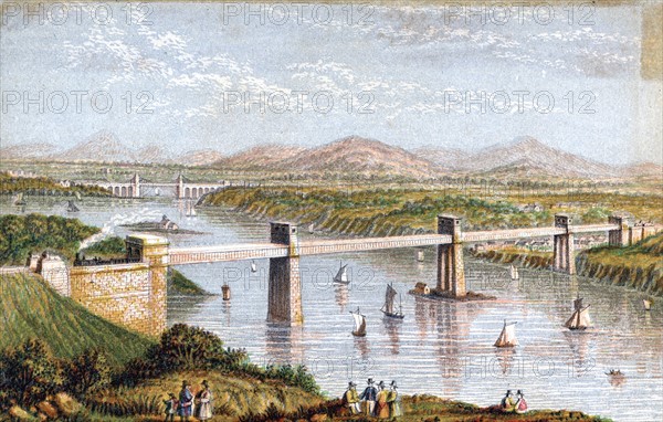 Britannia Tubular Bridge over Menai Straits, Wales